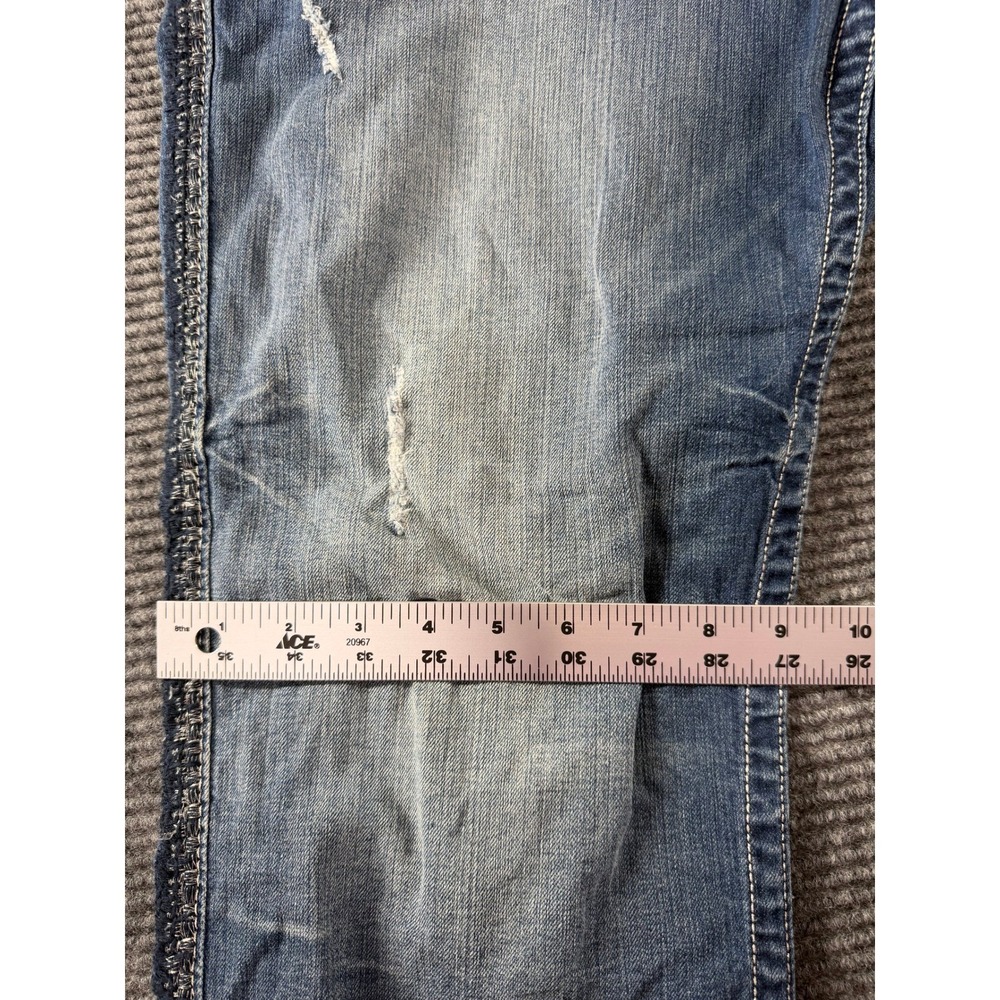 Miss Me Jeans Womens 34 Mid Wash Distressed Straight Leg Embroidered Flap Pocket - Picture 6 of 14